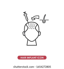 Hair Implant Line Icon. Health Care Symbol.