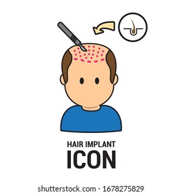 Hair implant line icon. Health care symbol.