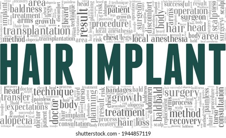 Hair implant vector illustration word cloud isolated on a white background.