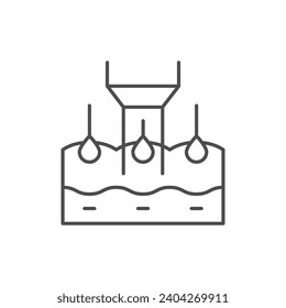 Icono de línea de proceso de implantación del pelo