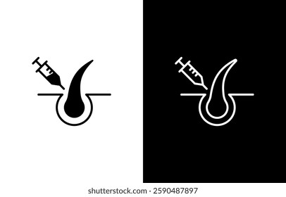 Hair Injection vector icon editable stroke, hair therapy silhouette