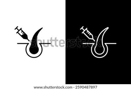 Hair Injection vector icon editable stroke, hair therapy silhouette