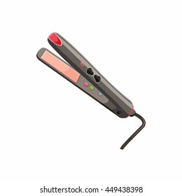 Hair iron icon in cartoon style isolated on white background. Hairstyle symbol