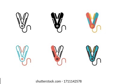 hair iron icon vector illustration with six different style design. isolated on white background