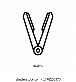Hair iron thin line icon for hair salon or hairdresser logo. Vector illustration.