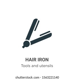 Hair iron vector icon on white background. Flat vector hair iron icon symbol sign from modern tools and utensils collection for mobile concept and web apps design.