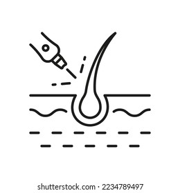 Hair Laser Removal Line Icon. Epilation, Depilation, Medical Treatment Linear Pictogram. Professional Beauty Dermatology Procedure Outline Icon. Editable Stroke. Isolated Vector Illustration.