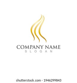 Diseño de la ilustración vectorial del logotipo de la onda de la línea del pelo