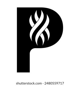 Hair Logo combine with letter P vector template