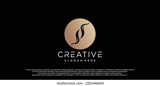 Hair logo design with concep simple Premium Vector