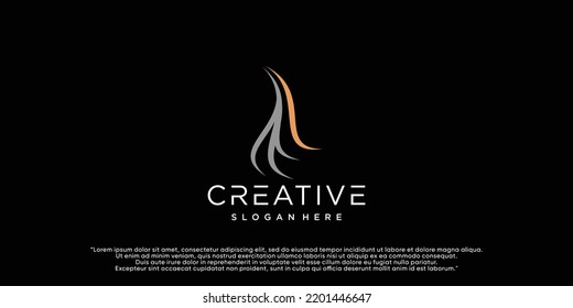 Hair logo design with concep simple Premium Vector