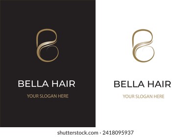 logotipo de pelo con plantilla de diseño de letra b 