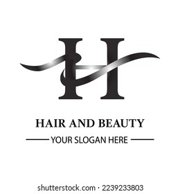  Hair  Logo, Letter H isolated on White and black Background. Flat Vector Logo Design Template Element