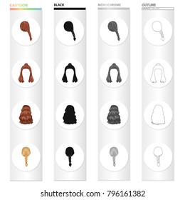 Hair, long, chignon, and other web icon in cartoon style. Barbershop, coiffure, locks, icons in set collection.