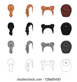 Hair, long,chignon, and other web icon in cartoon style. Barbershop, coiffure, locks, icons in set collection.