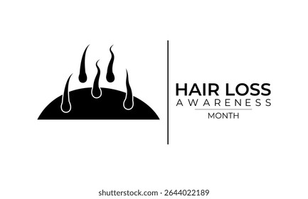 Hair Loss Awareness Month is observed in August every year. Blue comb with woman and men bald head. Banner poster, flyer and background design template.