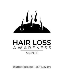 Hair Loss Awareness Month is observed in August every year. Blue comb with woman and men bald head. Banner poster, flyer and background design template.