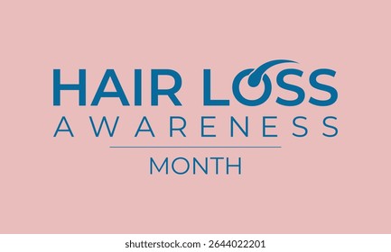 Hair Loss Awareness Month is observed in August every year. Blue comb with woman and men bald head. Banner poster, flyer and background design template.