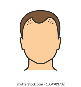 Hair loss color icon. Balding. Declining testosterone. Low T level sign. Alopecia, baldness. Men aging. Isolated vector illustration