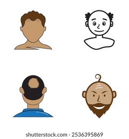 Ícone de cor de perda de cabelo. Careca. Diminuição da testosterona. Alopecia, calvície. Homens envelhecendo. Ilustração isolada de vetor