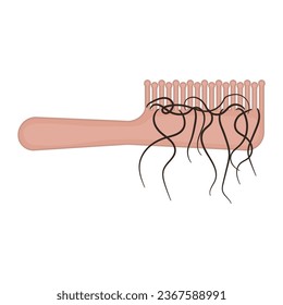 Haarausfall-Symbol. Haarbürste mit einem Haufen Haar. Fell die Stränge auf einem Kamm ab. Symbol für Alopezie-Problem. Konzept der Grooming- und Haarpflege. Medizinische Vektorgrafik.