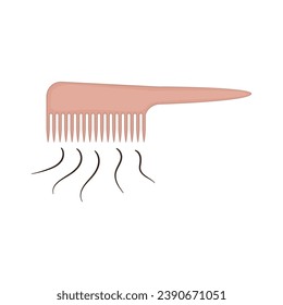 Haarausfall-Symbol. Haarbürste mit einem Haufen Haar. Fell die Stränge auf einem Kamm ab. Symbol für Alopezie-Problem. Konzept der Grooming- und Haarpflege. Medizinische Vektorgrafik.