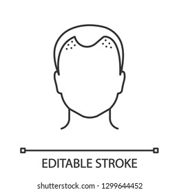 Hair loss linear icon. Thin line illustration. Balding. Declining testosterone. Low T level sign. Alopecia, baldness. Men aging. Contour symbol. Vector isolated outline drawing. Editable stroke