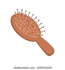 Hair loss problem concept vector illustration. Hair fall with comb in flat design on white background.