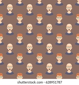 Hair loss stages man seamless pattern and types of baldness illustrated on male head.