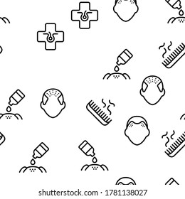 Hair Loss Vector Seamless Pattern Thin Line Illustration