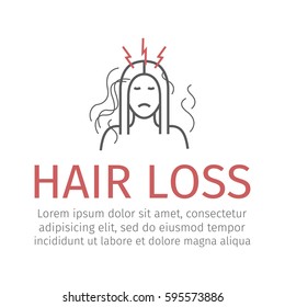 Hair Loss. Vector sign for web graphic.