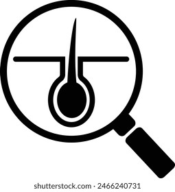 Hair and magnifying glass icon
