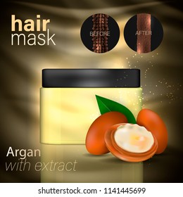 hair mask with argan extract. Vector