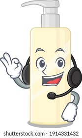 Hair mask caricature character concept wearing headphone. Vector illustration