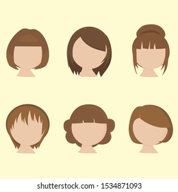 Hair model illustration - avatar model set