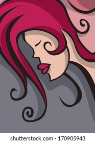 Hair Model, Woman face (Vector)