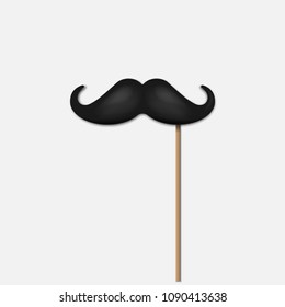 Hair mustaches on stick icon on white background. Vector illustration. Eps 10.
