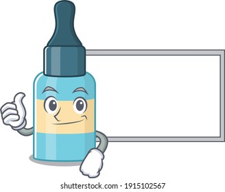 Hair oil Caricature character design style with a white board. Vector illustration