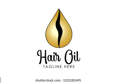 Hair Oil Essential logo with drop oil and hair symbol