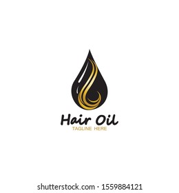 Hair Oil Essential Logo With Drop Oil And Hair Logo Symbol-vector