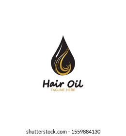 hair oil essential logo with drop oil and hair logo symbol-vector