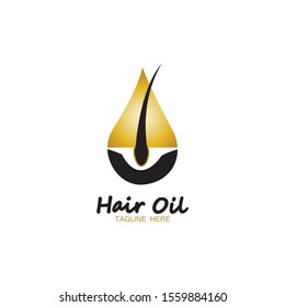 hair oil essential logo with drop oil and hair logo symbol-vector