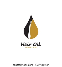 hair oil essential logo with drop oil and hair logo symbol-vector