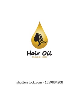 hair oil essential logo with drop oil and hair logo symbol-vector