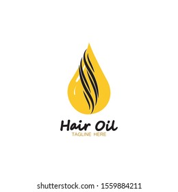 hair oil essential logo with drop oil and hair logo symbol-vector