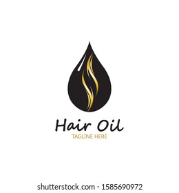 hair oil essential logo with drop oil and hair logo symbol-vector