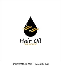 hair oil essential logo with drop oil and hair logo symbol-vector