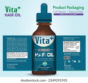 Hair oil Label, Hair Vitamin pack, Oil Supplement labels, Vector bottle, Bottle label, Nutrition Supplement Label, Packaging template design, free vector label, Medicine pack, Hair fall, Treatment