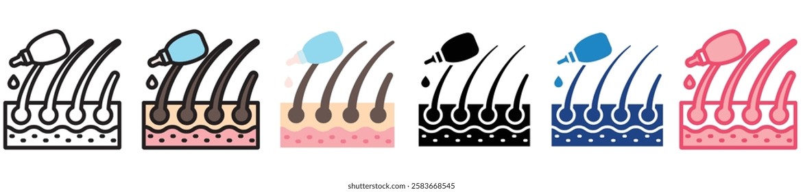 Hair Oil multi-style color icon, mini or small illustration, use for UI, UX, app and web development, digital or print. for health, beauty, personal care, body treatment.