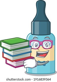 Hair oil student mascot design read many books when study at home. Vector illustration